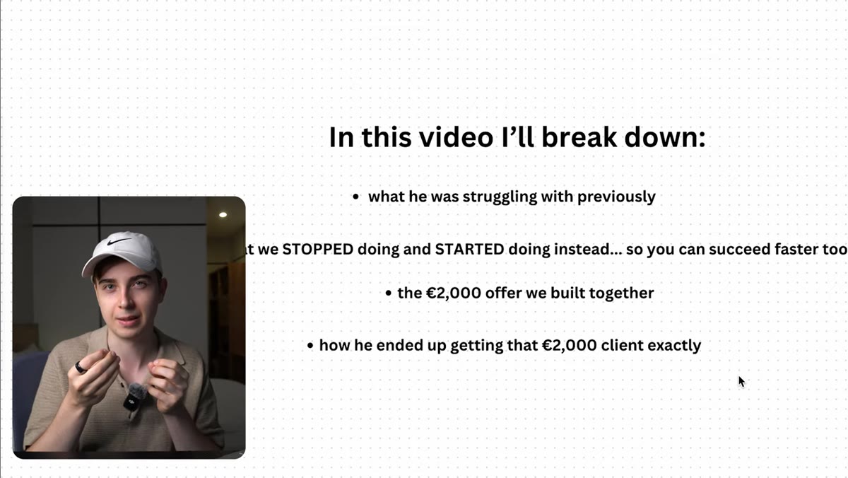 Breakdown of how Andreas landed the 2,000 euro client through direct conversation