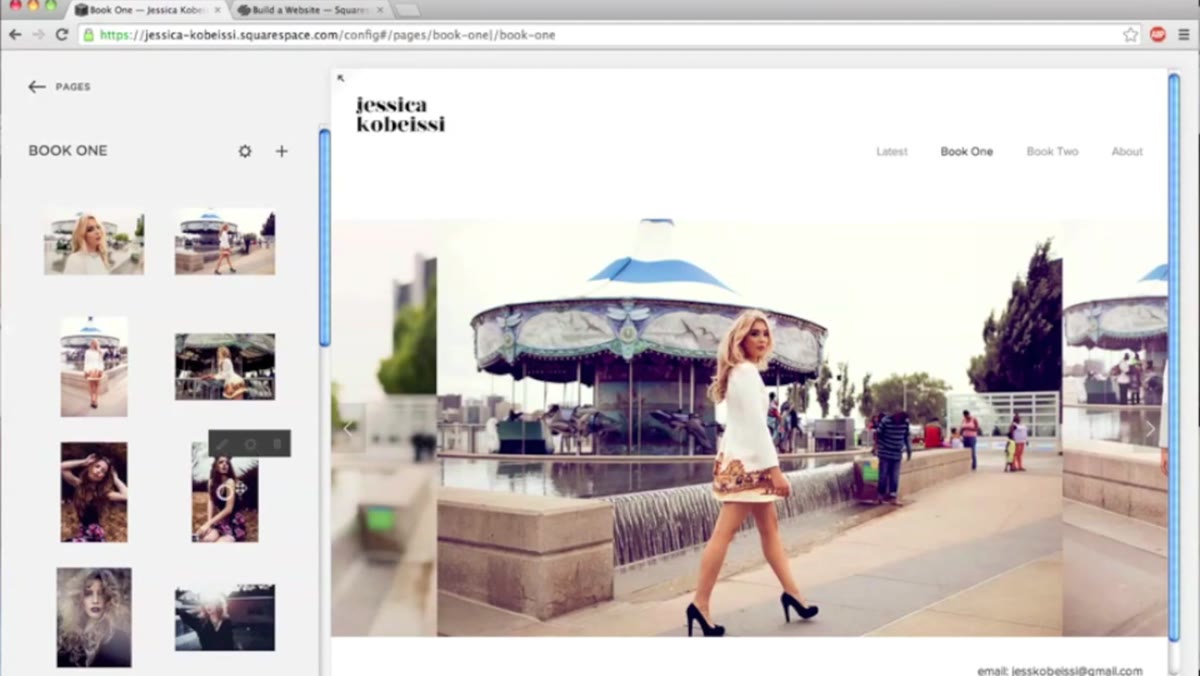 Dragging and dropping images in live Squarespace panel view