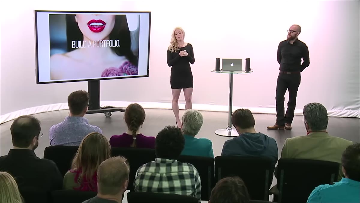 Presenter comparing referral rates between wedding clients and boudoir clients