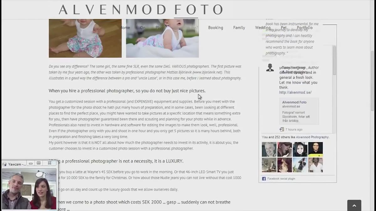 Long text block on photographer&rsquo;s about or bio page