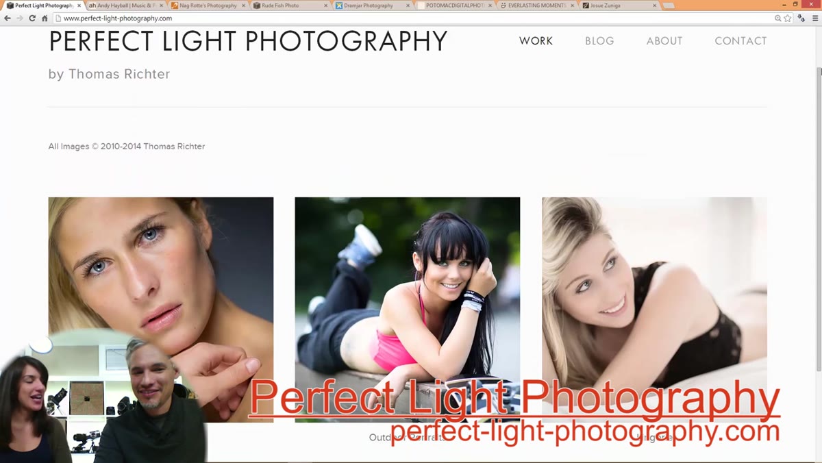 Homepage of Thomas&rsquo;s photography portfolio loading on screen