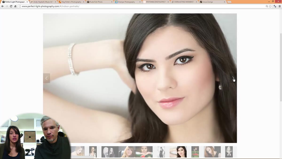 Multiple portrait thumbnails visible in gallery grid view