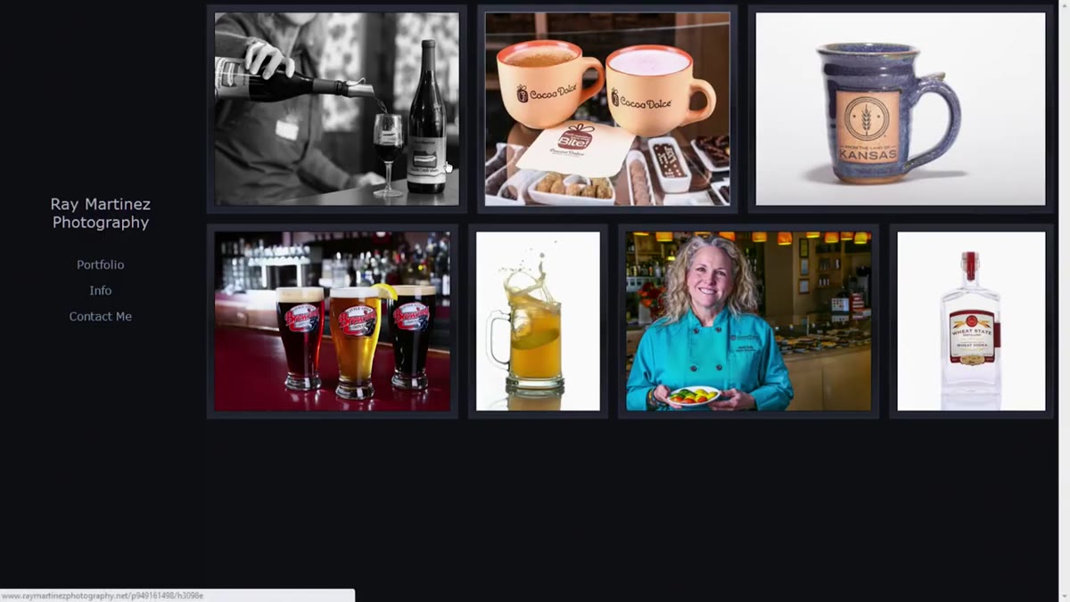 Portfolio page showing both homepage images and a separate portfolio gallery link