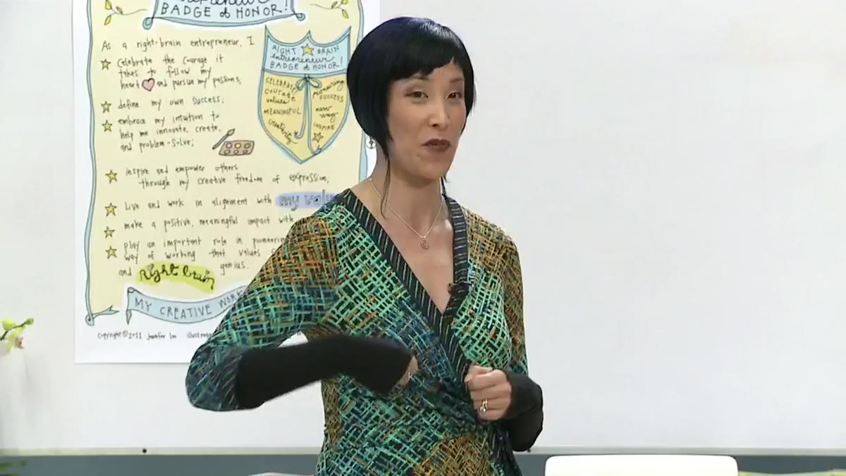 Instructor describing the balance between left and right brain work