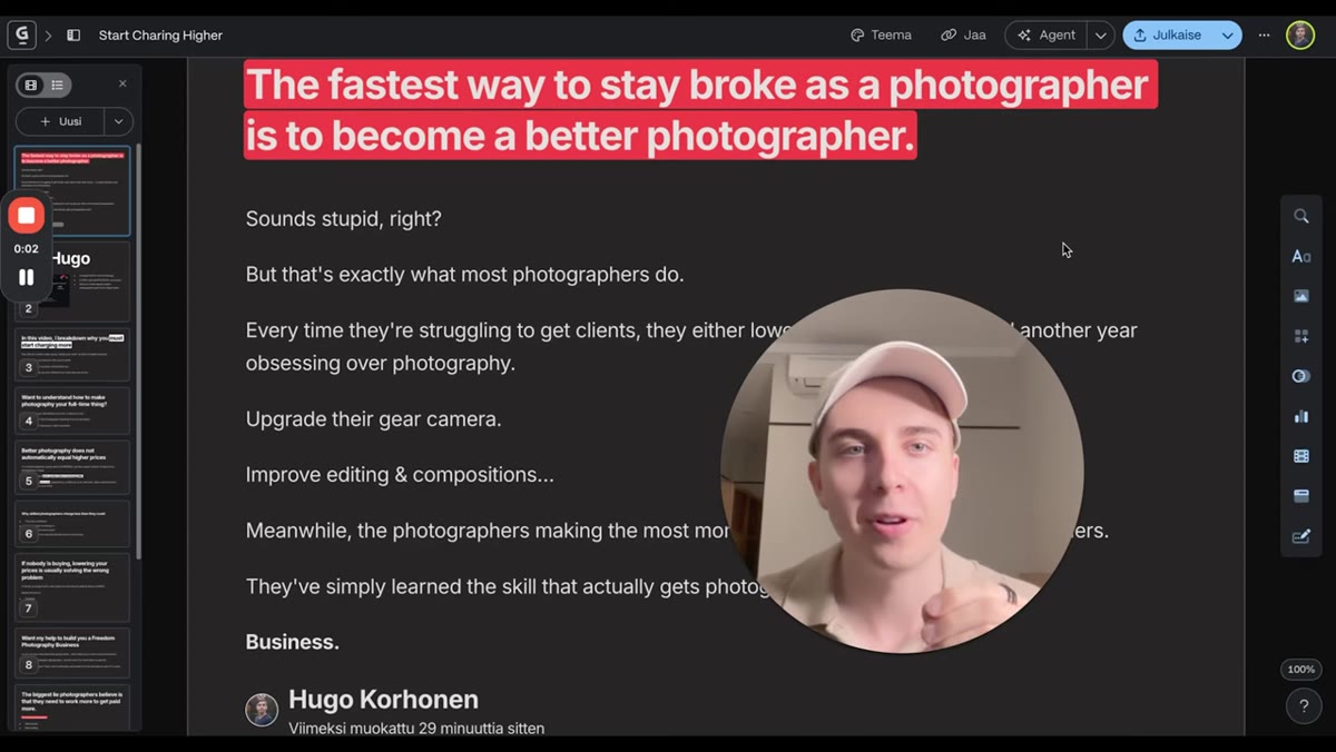 Text on screen: &ldquo;The fastest way to stay broke as a photographer&rdquo;
